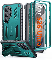 Samsung Galaxy S26 Ultra Case with Built-in Screen Protector and Kickstand – Military Rugged, 2 Front Frames, Drop Proof Protective Cover