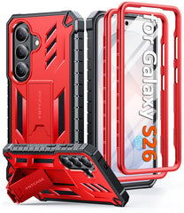 Samsung Galaxy S26 Case with Built-in Screen Protector and Kickstand – Military Rugged, 2 Front Frames, Drop Proof Protective Cover