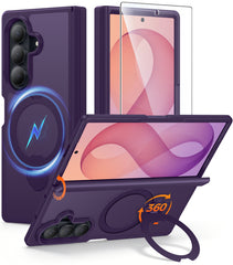 Samsung Galaxy Z Fold 8 Ultra/Z Fold 7 Case: 360° Spin Magnetic Stand, MagSafe, Screen Protector, Translucent Matte Military Grade Shockproof Full Hinge Protection