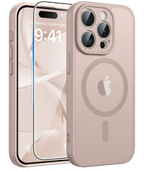 FNTCASE für iPhone 15 Pro Max Hülle: Starke magnetische, durchscheinende, matte, schlanke, stoßfeste Schutzhülle mit vollständigem Schutz 