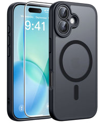 FNTCASE for iPhone 16 Case: Strong Magnetic Translucent Matte Slim Shockproof Protective Drop Full Protection Phone Cover