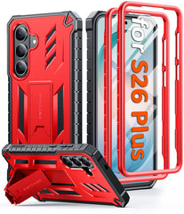 Samsung Galaxy S26 Plus Case with Built-in Screen Protector and Kickstand – Military Rugged, 2 Front Frames, Drop Proof Protective Cover