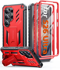 Samsung Galaxy S26 Ultra Case with Built-in Screen Protector and Kickstand – Military Rugged, 2 Front Frames, Drop Proof Protective Cover