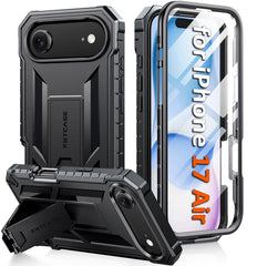 FNTCASE For iPhone 17 Air 6.6 inch Phone Case: Military Grade Shockproof with Built-in Screen Protector and Kickstand