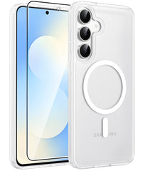 FNTCASE Samsung Galaxy S25 FEケース: 強力なマグネット式半透明マットスリム耐衝撃保護落下保護電話カバー