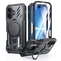 FNTCASE for iPhone 17 Case with Ring Holder Magnetic Kickstand Military Grade Shockproof Protective Rugged Cell Phone Cover