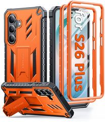 Samsung Galaxy S26 Plus Case with Built-in Screen Protector and Kickstand – Military Rugged, 2 Front Frames, Drop Proof Protective Cover