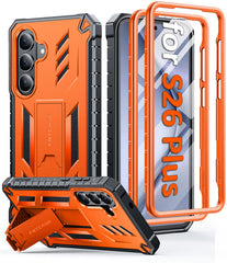 Samsung Galaxy S26 Plus Case with Built-in Screen Protector and Kickstand – Military Rugged, 2 Front Frames, Drop Proof Protective Cover