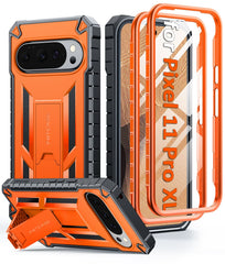 Google Pixel 11 Pro XL Case with Kickstand, Built-in Screen Protector, 2 Front Frames, 20FT Military Drop Protection, Shockproof TPU Rugged