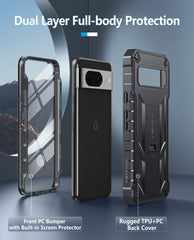 Pixel 8 Phone Case Full-body Dual Layer Rugged Military Shockproof Protective with Built-in Screen Protector and Kickstand - FNTCASE OFFICIAL