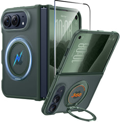 iPhone Duo 2026 Case: 360° Spin Magnetic Stand Translucent Matte Military Grade Shockproof