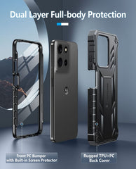 FNTCASE For Moto G 5G 2025 6.6 Inch Phone Case: Military Grade Shockproof with Built-in Screen Protector and Kickstand