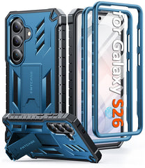 Samsung Galaxy S26 Case with Built-in Screen Protector and Kickstand – Military Rugged, 2 Front Frames, Drop Proof Protective Cover