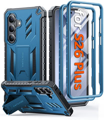 Samsung Galaxy S26 Plus Case with Built-in Screen Protector and Kickstand – Military Rugged, 2 Front Frames, Drop Proof Protective Cover
