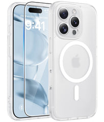 FNTCASE für iPhone 16 Pro Hülle: Starke magnetische, durchscheinende, matte, schlanke, stoßfeste Schutzhülle mit vollständigem Schutz 