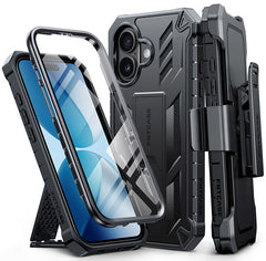 FNTCASE for iPhone 17 Case: Military Grade Rugged Cell Phone Cover with Kickstand and Belt Clip Holster