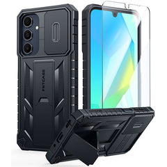 FNTCASE for Samsung Galaxy A16 5G 6.7 inch Matte Textured Sturdy Bumper Rugged Case with Slidable Camera Lens Cover, Kickstand