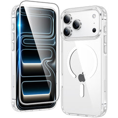 FNTCASE For iPhone 17 Pro Max 6.9 inch Clear Case: Magnetic Charging Shockproof Magsafe Support