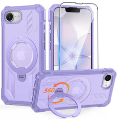 iPhone 17E 16E Magnetic Rugged Case Featuring Ring Kickstand Military Grade Protection