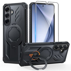 Samsung S26 Plus Magnetic Rugged Case Featuring Ring Kickstand Military Grade Protection