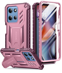 FNTCASE For Motorola Moto G Play 2026 Phone Case: Military Grade Shockproof with Built-in Screen Protector and Kickstand