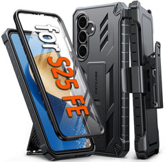 FNTCASE for Samsung Galaxy S25 FE Case: Military Grade Rugged Cell Phone Cover with Kickstand and Belt Clip Holster