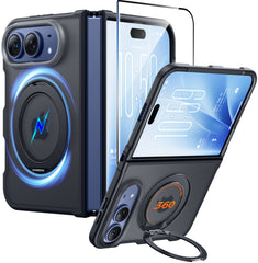 iPhone Ultra 2026 Case: 360° Spin Magnetic Stand Translucent Matte Military Grade Shockproof
