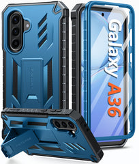 FNTCASE For Samsung Galaxy A36 5G 6.6 Inch Phone Case: Military Grade Shockproof with Built-in Screen Protector and Kickstand