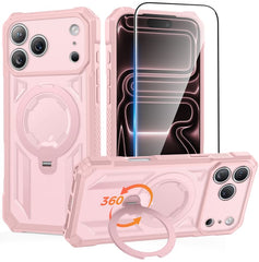 iPhone 17 Pro Max Magnetic Rugged Case Featuring Ring Kickstand Military Grade Protection