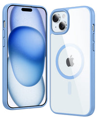 FNTCASE for iPhone 15 Case: Clear Anti Yellowing Magnetic Military Grade Drop Protection Cell Phone Cover - Rugged Shockproof Protective Bumper Transparent