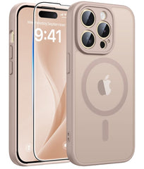 FNTCASE iPhone 14 Pro Maxケース: 強力なマグネット式半透明マットスリム耐衝撃保護落下完全保護電話カバー