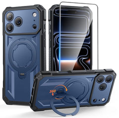 iPhone 17 Pro Max Magnetic Rugged Case Featuring Ring Kickstand Military Grade Protection