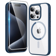 FNTCASE for iPhone 15 Pro Max Case: Clear Anti Yellowing Magnetic Military Grade Drop Protection Cell Phone Cover - Rugged Shockproof Protective Bumper Transparent