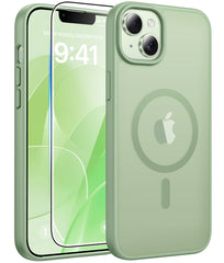 FNTCASE für iPhone 15 Plus 14 Plus Handyhülle: Magnetisches Laden, stoßfeste Magsafe-Unterstützung – Frosted Oil Spray Touch 