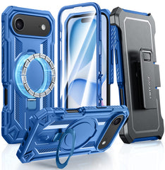 FNTCASE Schutzhülle für iPhone 17 Air mit Ringhalter, magnetischer Ständer, stoßfest, robuste Schutzhülle in Militärqualität mit Gürtelclip-Holster 