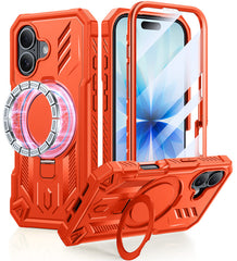 FNTCASE iPhone 17用ケース リングホルダー付き マグネット式キックスタンド ミリタリーグレード 耐衝撃 保護力 頑丈 携帯電話カバー