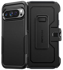 FNTCASE for Google Pixel 9/ 9 Pro Case: Dual Layer Military Grade Drop Protection Phone Cover with Belt-Clip Holster | Rugged Durable Heavy Duty Shockproof Protective Bumper Tough