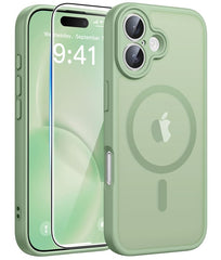 FNTCASE iPhone 16用ケース: 強力なマグネット式半透明マットスリム耐衝撃保護落下完全保護電話カバー