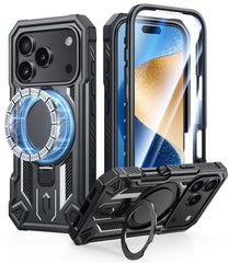 FNTCASE for iPhone 17 Pro Case with Ring Holder Magnetic Kickstand Military Grade Shockproof Protective Rugged Cell Phone Cover
