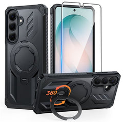 Samsung S26 Plus Magnetic Rugged Case Featuring Ring Kickstand Military Grade Protection