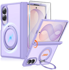 Samsung Galaxy Z Fold 8 Case: 360° Spin Magnetic Stand, MagSafe, Screen Protector, Translucent Matte Military Grade Shockproof Full Hinge Protection
