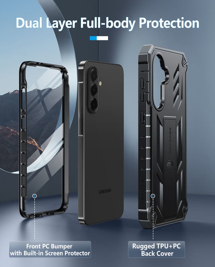 FNTCASE For Samsung Galaxy A36/ A56 5G 6.7 Inch Phone Case: Military Grade Shockproof with Built-in Screen Protector and Kickstand – FNTCASE OFFICIAL FNTCASE For Samsung Galaxy A36/ A56 5G 6.7 Inch Phone Case: Military Grade Shockproof with Built-in Screen Protector and Kickstand – FNTCASE OFFICIAL