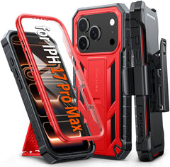 FNTCASE für iPhone 17 Pro Max Hülle: Robuste Handyhülle in Militärqualität mit Ständer und Gürtelclip-Holster 