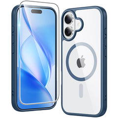 FNTCASE for iPhone 16 Case: Clear Anti Yellowing Magnetic Military Grade Drop Protection Cell Phone Cover - Rugged Shockproof Protective Bumper Transparent