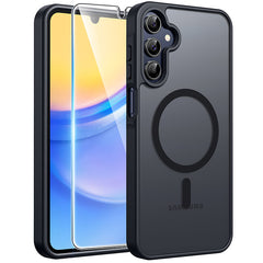 Samsung Galaxy A15 Phone Case: Magnetic Translucent Matte Shockproof Slim Phone Cover - Military Grade Drop Proof Hard Back Anti-Fingerprint Protective Case