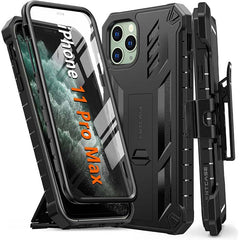 iPhone 11 Pro Max Protective Case: with Belt-Clip Holster, Built-in Screen Protector and Kickstand