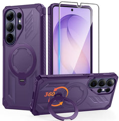 Samsung S26 Ultra Magnetic Rugged Case Featuring Ring Kickstand Military Grade Protection