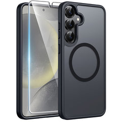 Samsung Galaxy S25/ S24 6,2 Zoll Handyhülle: Magnetische, durchscheinende, matte, stoßfeste, schlanke Handyhülle – Militärstandard-zertifizierte, sturzsichere Hardcase-Rückseite mit Anti-Fingerabdruck-Schutz