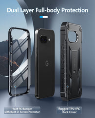 FNTCASE For Google Pixel 9A 2025 6.3 inch Phone Case: Military Grade Shockproof with Built-in Screen Protector and Kickstand