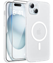 FNTCASE iPhone 15用電話ケース: 磁気充電、耐衝撃、Magsafe対応 - フロストオイルスプレータッチ